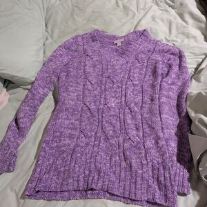 Purple Cable Knit Women's Sweater